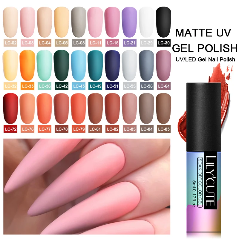 LILYCUTE 5 Matte Gel Polish Soak Off UV Gel Semi Permanent Long Lasting Gel Nail Art Varnish Pink Grey Color Gel Varnish
LILYCUTE 5 Matte Gel Polish Soak Off UV Gel Semi Permanent Long Lasting Gel Nail Art Varnish Pink Grey Color Gel Varnish