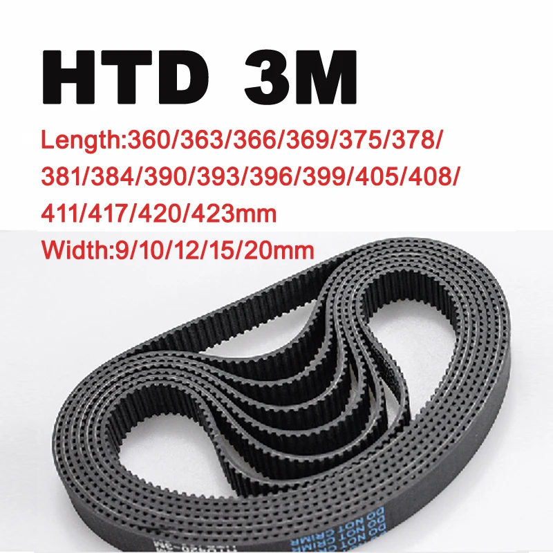 

2pieces HTD 3M Timing Belt 360/363/366/369/375/378/ 381/384/390/405/408/411/417/420/423mm Synchronous Rubber Arc Drive Belts