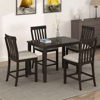 Solid Wood Table Chairs Set 1 Table 4 Chairs Exquisite Modern High Quality Smooth Waterproof Counter High Chair Dining Room Set
Solid Wood Table Chairs Set 1 Table 4 Chairs Exquisite Modern High Quality Smooth Waterproof Counter High Chair Dining Room Set