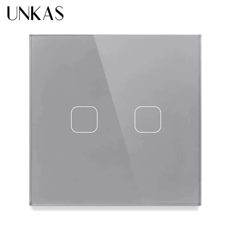 UNKAS AC220V, 2 Gang 1Way Light Wall Touch Screen Switch EU standard Touch Switch 4 Color Crystal Glass Panel Touch Switch
UNKAS AC220V, 2 Gang 1Way Light Wall Touch Screen Switch EU standard Touch Switch 4 Color Crystal Glass Panel Touch Switch
