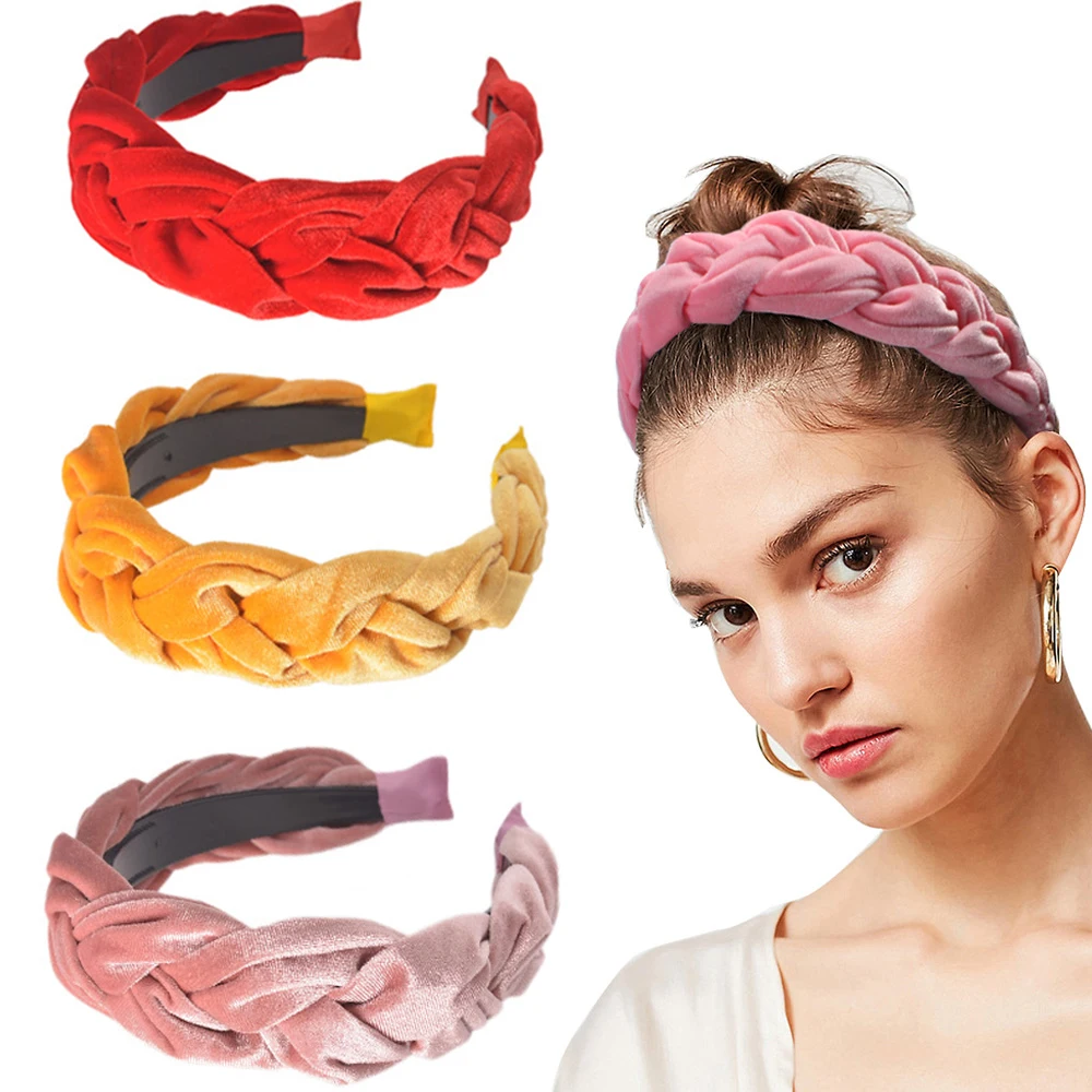 High Quality Velvet Twist Braid Headband For Women Lady Wide-Brimmed Head Hoop Hairbands Boutique Hair Accessories Headdress 
High Quality Velvet Twist Braid Headband For Women Lady Wide-Brimmed Head Hoop Hairbands Boutique Hair Accessories Headdress