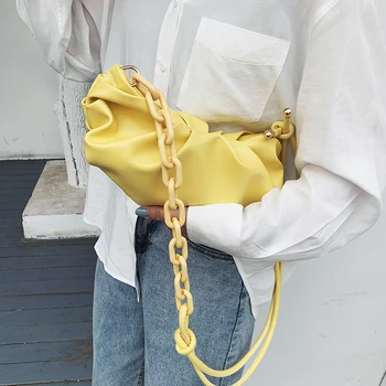 PU Leather Solid Color Cloud Bags for Women 2020 Thick Chain Shoulder Messenger Handbags Summer New Luxury Cross Body Bag
PU Leather Solid Color Cloud Bags for Women 2020 Thick Chain Shoulder Messenger Handbags Summer New Luxury Cross Body Bag