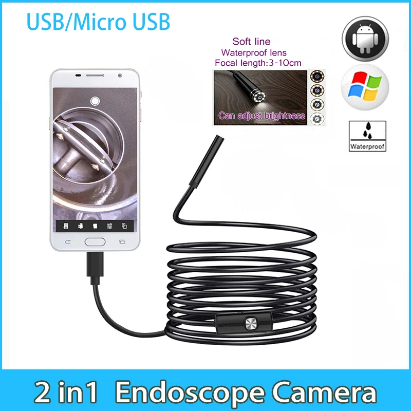 Endoscope Camera 5.5MM/7MM 2 in 1 Micro USB Mini Camcorders Waterproof 6 LED Borescope Inspection Camera For Android Loptop
Endoscope Camera 5.5MM/7MM 2 in 1 Micro USB Mini Camcorders Waterproof 6 LED Borescope Inspection Camera For Android Loptop