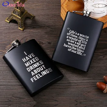 

8oz 304 Stainless Steel Hip Flask Black Matt Liquor Whisky Flagon Portable English Alphabet Hip Flask Flagon Alcohol Bottle