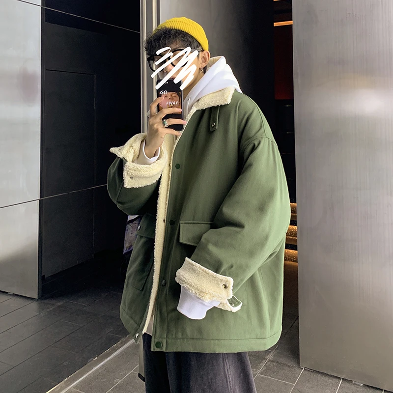 Winter Lamb Fur Jacket Men's Warm Fashion Parka Men Solid Color Casual Lapel Coat Man Wild Loose Cotton Jacket Male Clothes
Winter Lamb Fur Jacket Men's Warm Fashion Parka Men Solid Color Casual Lapel Coat Man Wild Loose Cotton Jacket Male Clothes
