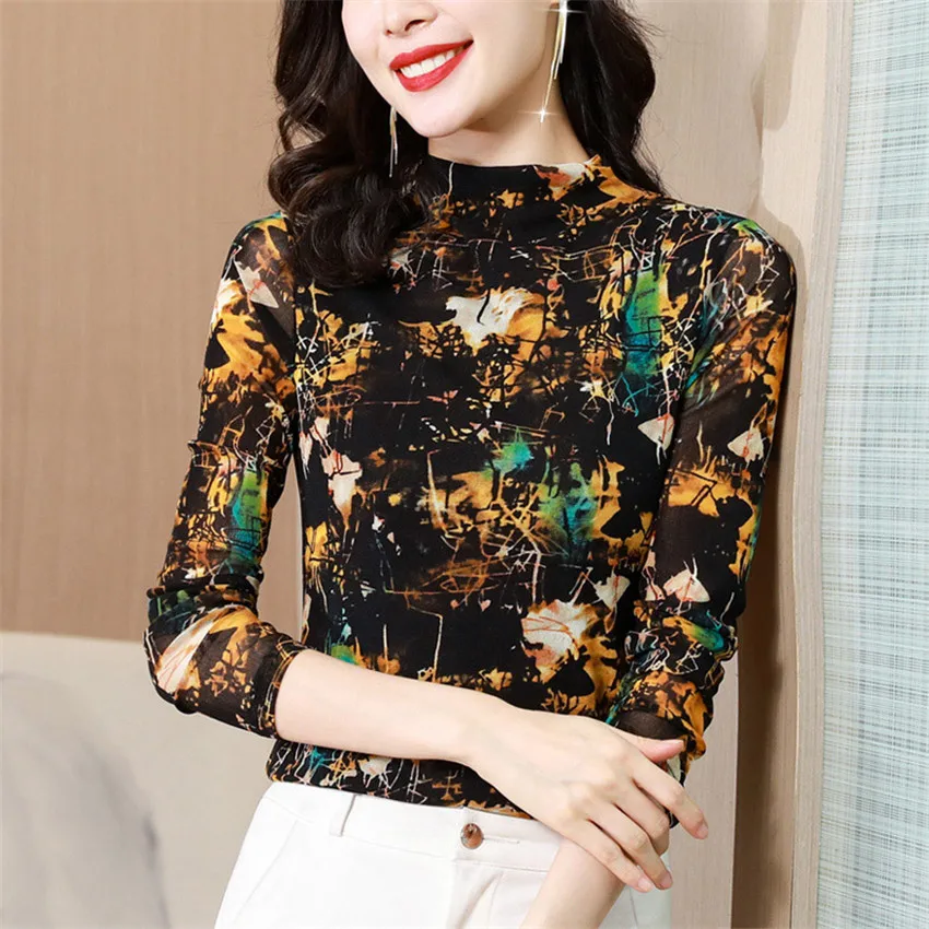 Новинка 2021, модная сетчатая блузка с принтом, винтажная облегающая нижняя рубашка, Женский пуловер с высоким воротником на осень и зиму, топы, женские блузы, y-образные рубашки
Новинка 2021, модная сетчатая блузка с принтом, винтажная облегающая нижняя рубашка, Женский пуловер с высоким воротником на осень и зиму, топы, женские блузы, y-образные рубашки