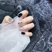 Faux ongles Patch produit fini autocollant pour ongles peut être répété démontage filles étudiants court ongle style coréen semblant(China)