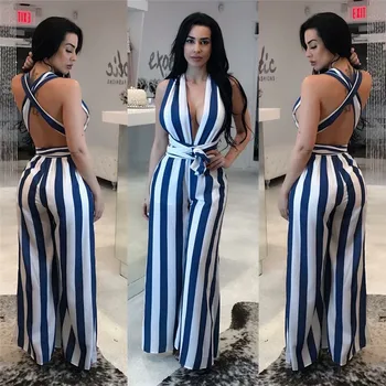 V Neck Loose Sleeveless Summer Romper Jumpsuit Woman Nice Wide Leg Striped Women Overalls Backless Casual Oversized Outerwear
V Neck Loose Sleeveless Summer Romper Jumpsuit Woman Nice Wide Leg Striped Women Overalls Backless Casual Oversized Outerwear