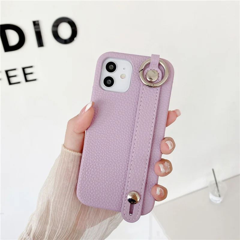 Luxury Leather iPhone Case with wrist strap & holder