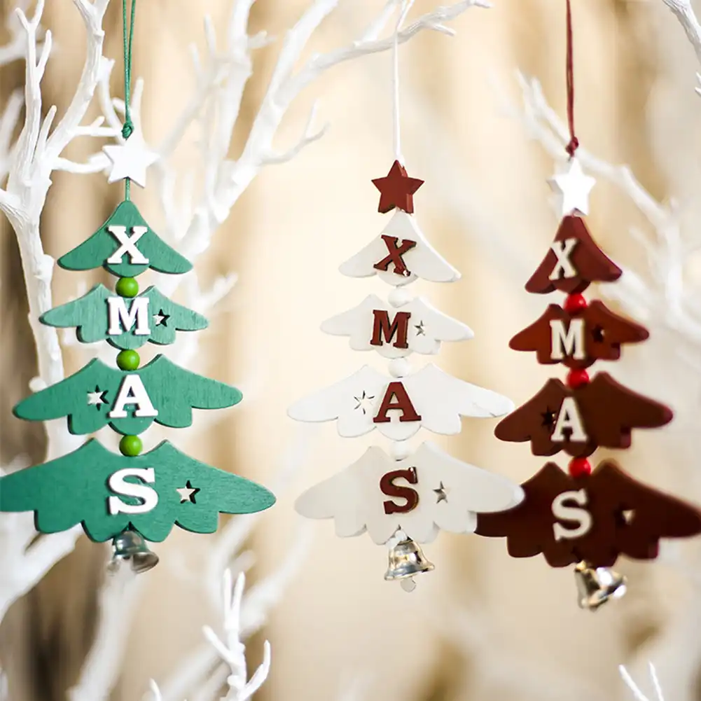 letters printed christmas ornament tree shape mini decoration