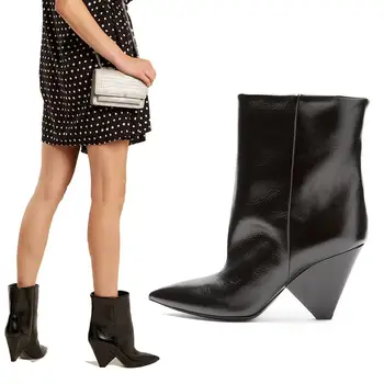 Runway New Black Leather Spike Heels Ankle Boots Women Pointed Toe Sexy Slip On High Heels Ladies Party Shoes Woman Martin Boots
Runway New Black Leather Spike Heels Ankle Boots Women Pointed Toe Sexy Slip On High Heels Ladies Party Shoes Woman Martin Boots