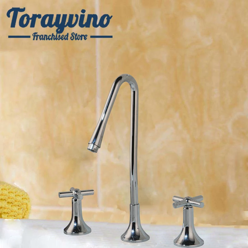 

Torayvino Bathtub 3 Piece Waterfall tap set robinet de salle de bain Spout sink faucet Deck Mounted Faucets Mixer Chrome taps