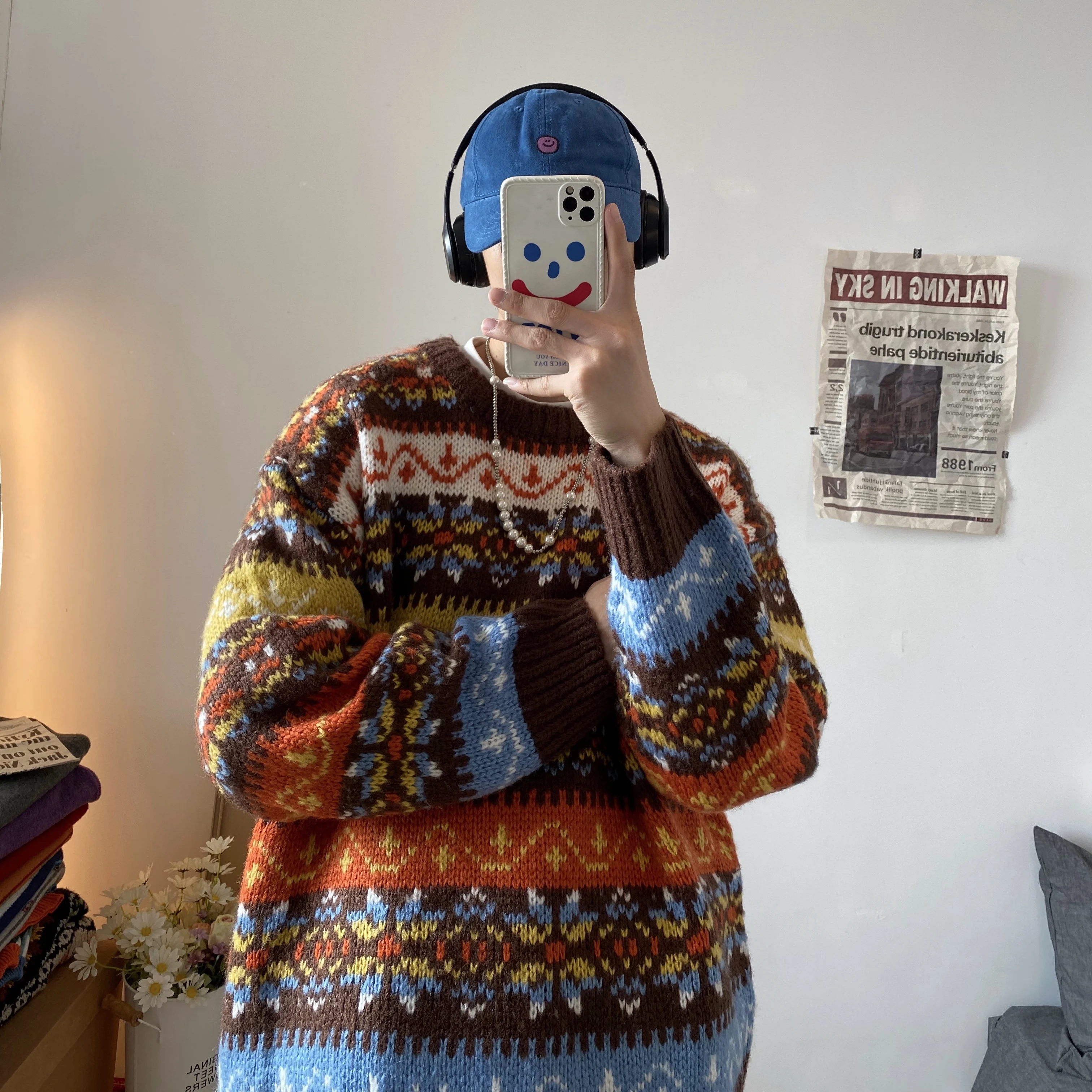 Winter retro ethnic style thick round neck pullover sweater men
Winter retro ethnic style thick round neck pullover sweater men