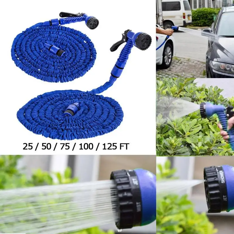 

25FT-200FT Garden Hose Pipe With Spray Gun Expandable Flexible Water Sprayer To Watering Car Wash Spray Nozzle Gun Plastic Hose