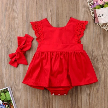 Newborn Baby Girls Summer Bodysuit Dress Sleeveless Cotton Lace Jumpsuit Bow Hair Band Red Clothes Set for Girl 2020
Newborn Baby Girls Summer Bodysuit Dress Sleeveless Cotton Lace Jumpsuit Bow Hair Band Red Clothes Set for Girl 2020