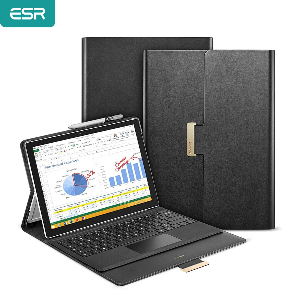 Case for Surface Pro 4,ESR Business style PU Leather Foldable Laptop Holder Folio Stand Case for Surface New pro 5 2017 Notebook
Case for Surface Pro 4,ESR Business style PU Leather Foldable Laptop Holder Folio Stand Case for Surface New pro 5 2017 Notebook