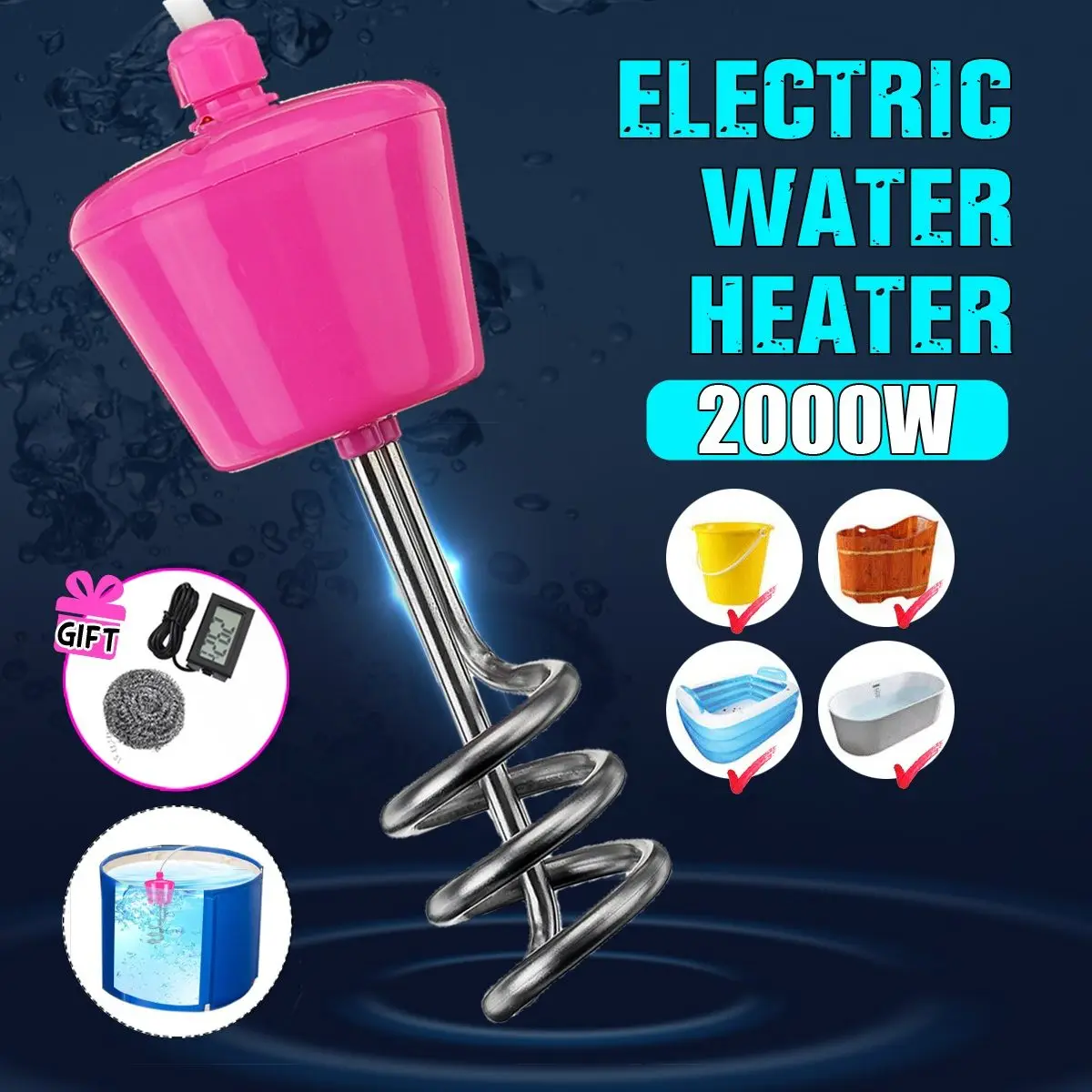 2000W Floating Electric Heater Boiler Water Heating Portable Immersion Suspension Bathroom Swimming Pool Heater US 3 Meter Cabl
2000W Floating Electric Heater Boiler Water Heating Portable Immersion Suspension Bathroom Swimming Pool Heater US 3 Meter Cabl