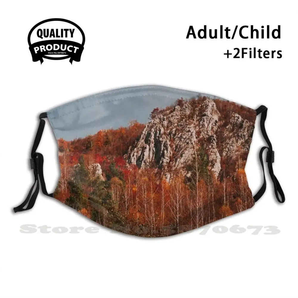

Hiking In The Red Mystic Forest Diy Adult Kids Face Mask Mountain Nature Adventure Trees College Dorm Supernatural Cool Helmet