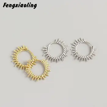 Fengxiaoling 100% Genuine 925 Sterling Silver Geometry Small Round Beads Hoop Earrings For Women Fine Jewelry Cute Accessories
Fengxiaoling 100% Genuine 925 Sterling Silver Geometry Small Round Beads Hoop Earrings For Women Fine Jewelry Cute Accessories