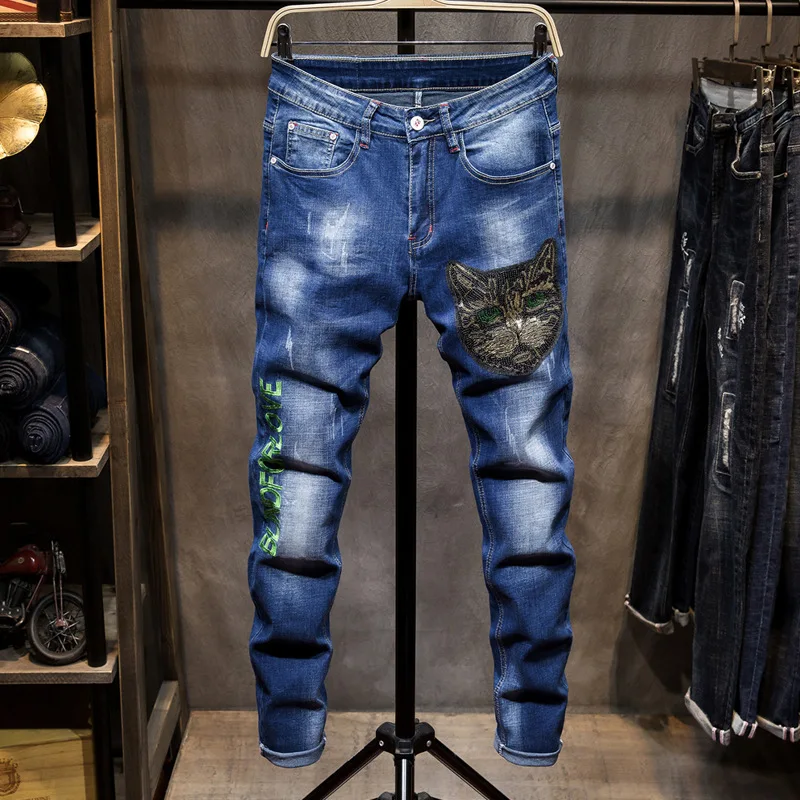 Embroidered Jeans Men's Slim Fit Skinny Pants 2018 New Style Embroidery Pattern Elasticity Korean-style Trend Men Autumn And Win
Embroidered Jeans Men's Slim Fit Skinny Pants 2018 New Style Embroidery Pattern Elasticity Korean-style Trend Men Autumn And Win