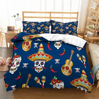 Sugar Skull Blue Bedding Set Guitar Pepper Microfiber Bed Linen Set with Pillowcase 2/3 Pieces Twin Full Queen Duvet Cover Set
Sugar Skull Blue Bedding Set Guitar Pepper Microfiber Bed Linen Set with Pillowcase 2/3 Pieces Twin Full Queen Duvet Cover Set