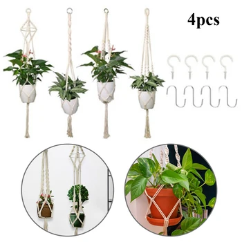 4PCS Bohemian Hand-woven Wall Hanging Net Bag Wall Hanging Potted Hanging Basket Pure Hand-knitted Retro Water-absorbing
4PCS Bohemian Hand-woven Wall Hanging Net Bag Wall Hanging Potted Hanging Basket Pure Hand-knitted Retro Water-absorbing