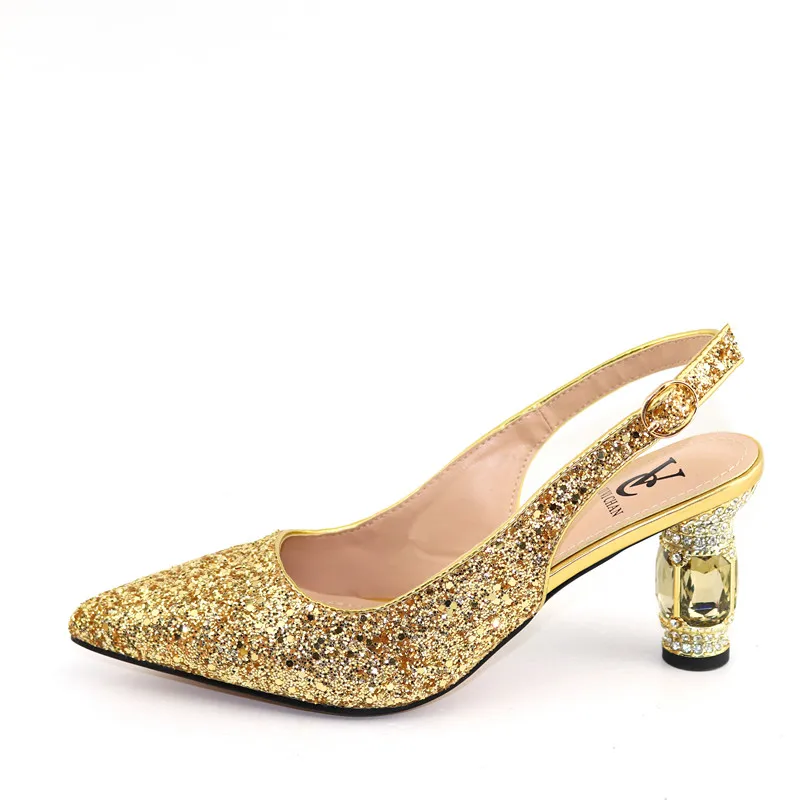 Woman Shoes 2020 Spring Latest African Women Weddding Pumps Rhinestone Wedding Party Shoes Nigerian Women Sandals High Quality