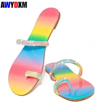 Large size Women slipper fashion Rainbow Print flat sandals woman crystal bling flip flops ladies slides female beach shoes 277
Large size Women slipper fashion Rainbow Print flat sandals woman crystal bling flip flops ladies slides female beach shoes 277