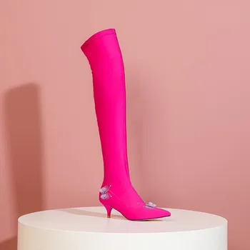 Womens Over The Knee Boots Stretchy 3D Butterfly Crystal Rhinestones Stilettos Heel Shoes Sexy Custom Made Colors Plus Size 2020
Womens Over The Knee Boots Stretchy 3D Butterfly Crystal Rhinestones Stilettos Heel Shoes Sexy Custom Made Colors Plus Size 2020