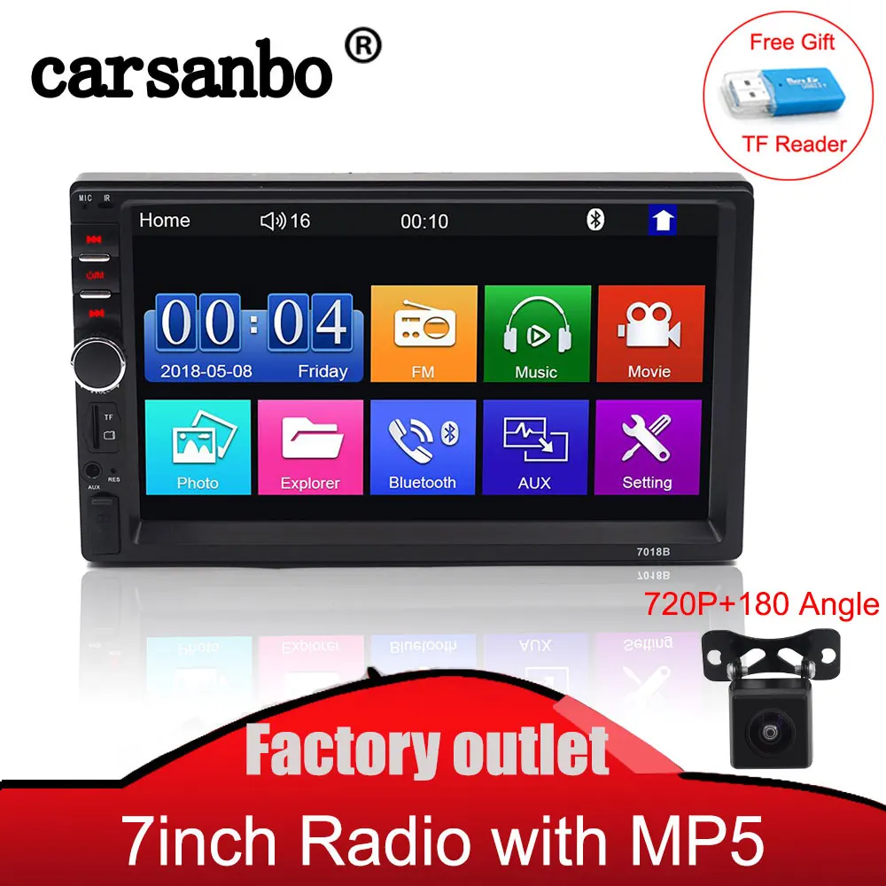 

2 Din 7 Inch Car Radio Stereo USB Mirror Link Mp4 Mp5 FM Player Bluetooth Touch Screen Monitor with Front Rear Camera Optional