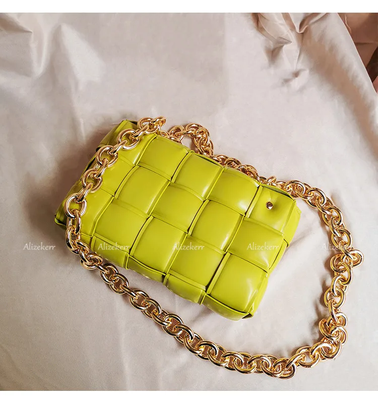 Metal Chain Avocado Green Shoulder Bag Women 2020 New Designer Woven Small Square Crossbody Bag Female Fashion Purse Top Quality Metal Chain Avocado Green Shoulder Bag Women 2020 New Designer Woven Small Square Crossbody Bag Female Fashion Purse Top Quality
