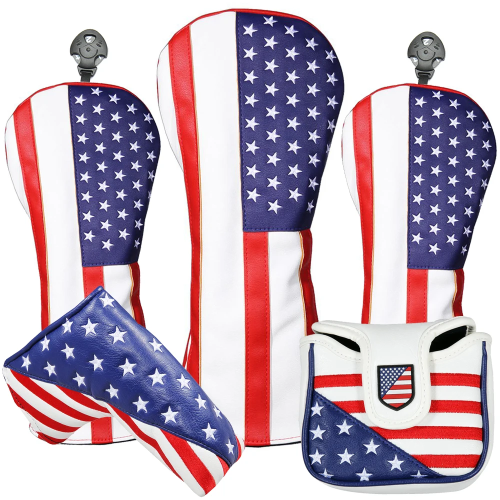 USA Flag Golf Driver Head Covers PU Leather Fairway Woods Hybrid Headcovers For Man Women
USA Flag Golf Driver Head Covers PU Leather Fairway Woods Hybrid Headcovers For Man Women