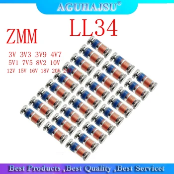 200PCS ZMM 3V 3V3 3V9 4V7 5V1 7V5 8V2 10V 12V 15V 16V 18V 20V 24V LL34 SMD diode package 1/2W 0.5w Chip diode
200PCS ZMM 3V 3V3 3V9 4V7 5V1 7V5 8V2 10V 12V 15V 16V 18V 20V 24V LL34 SMD diode package 1/2W 0.5w Chip diode