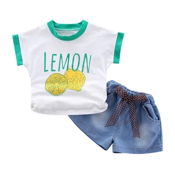 Summer Toddler Baby Girl Clothes Set kids clothes Lemon Print T-shirt +Denim Shorts 2Pcs Outfits Children ClothesNEW
Summer Toddler Baby Girl Clothes Set kids clothes Lemon Print T-shirt +Denim Shorts 2Pcs Outfits Children ClothesNEW