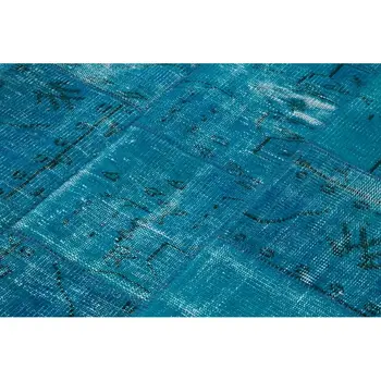 134x200 Cm Turquoise Handmade Patchwork Rug-4x7 Ft 
134x200 Cm Turquoise Handmade Patchwork Rug-4x7 Ft