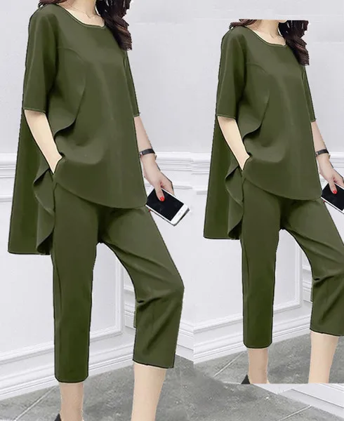 2019 Spring And Summer New Style Korean-style WOMEN'S Wear Loose-Fit Slimming Fashion Set Short-sleeved Top Casual Capri Pants T
2019 Spring And Summer New Style Korean-style WOMEN'S Wear Loose-Fit Slimming Fashion Set Short-sleeved Top Casual Capri Pants T
