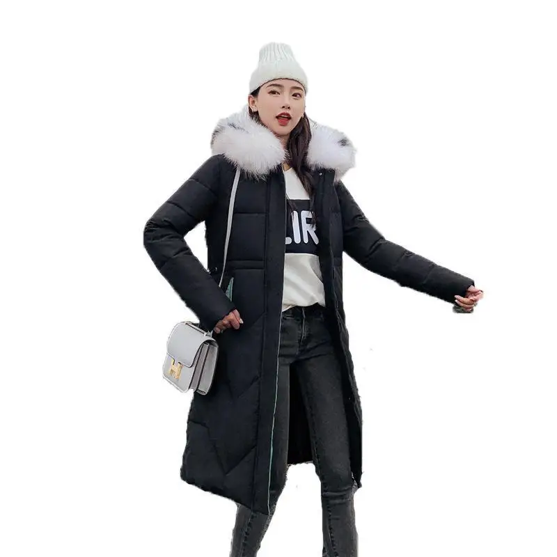 2019 winter new fashion casual long down jacket cotton women loose hooded big fur collar winter coat 
2019 winter new fashion casual long down jacket cotton women loose hooded big fur collar winter coat