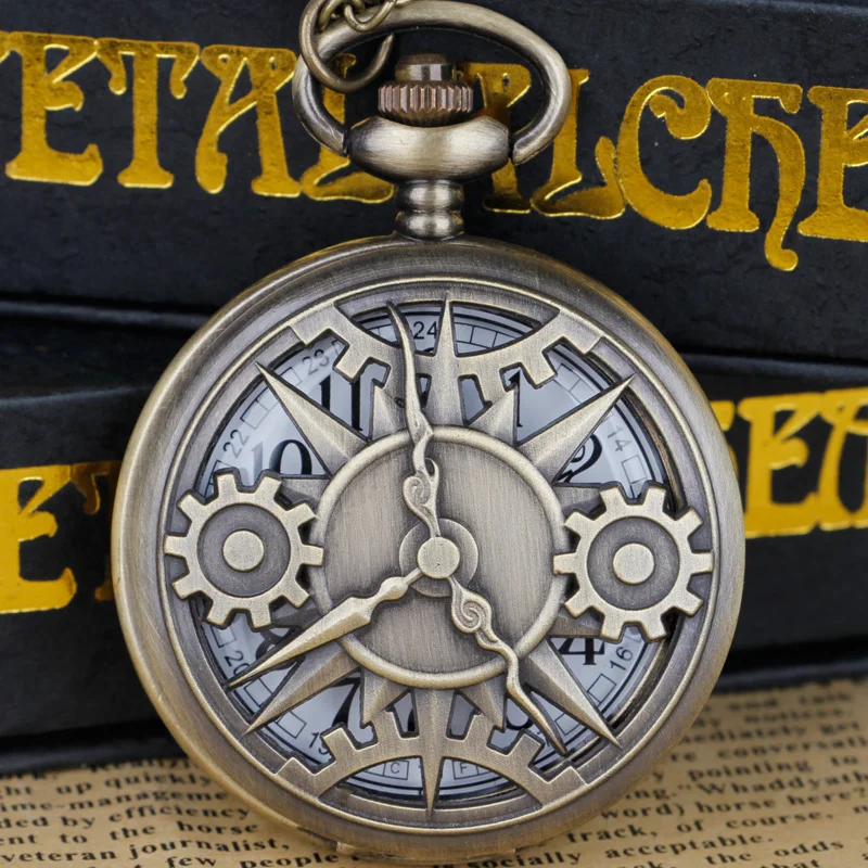 Часы с имитацией длинных и коротких игл в стиле ретро кварцевые карманные