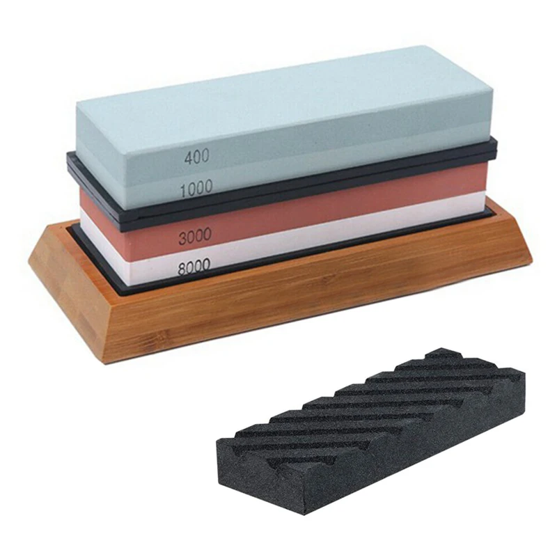 Hot Knife Whetstone Set 400/1000 3000/8000 with Grooved Carnation Base | Инструменты