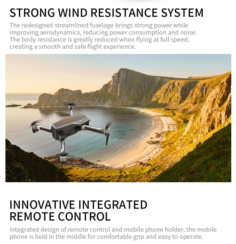 L109 Pro Drone, STRONG WIND RESISTANCE SYSTEM The redesigned streamlined fuse
