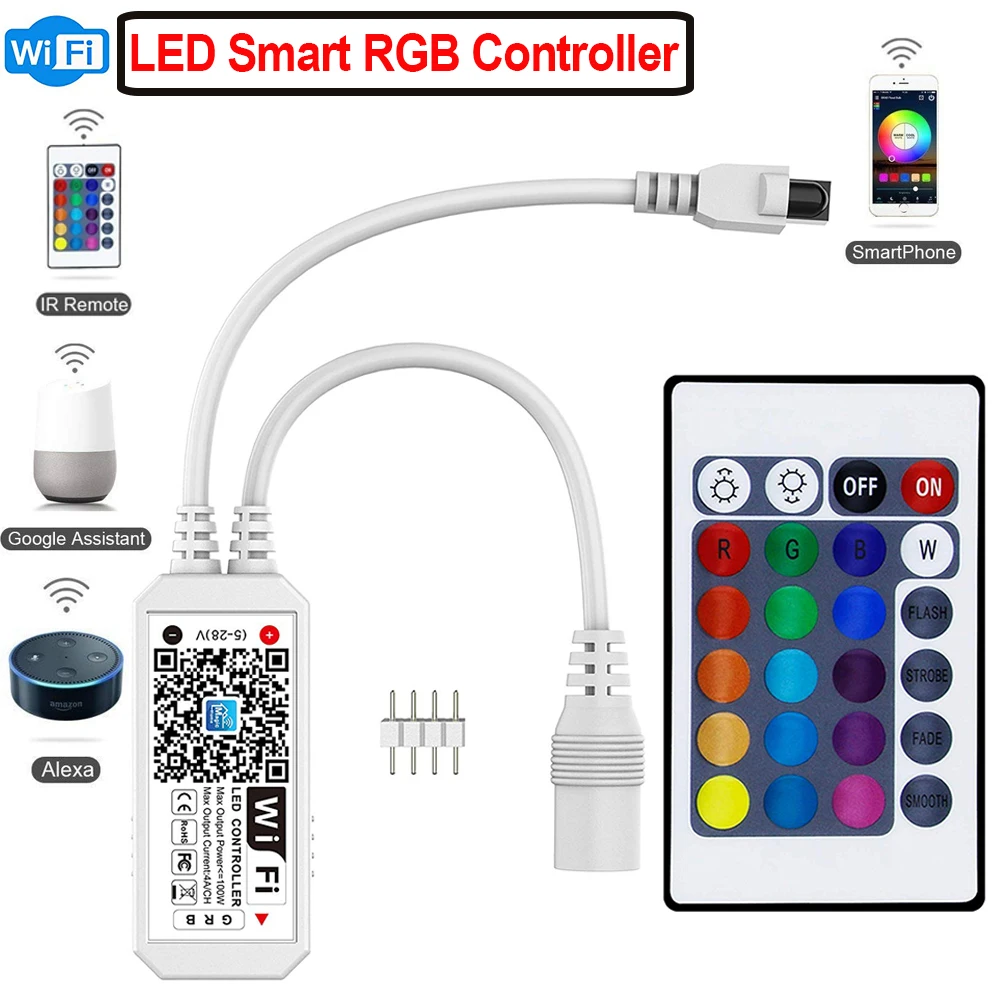 DC 5V 12V 24V RGB LED Wifi Controller Mini Smart Light Strip Music Switch Wireless Remote Control For Alexa Google Magic Home
DC 5V 12V 24V RGB LED Wifi Controller Mini Smart Light Strip Music Switch Wireless Remote Control For Alexa Google Magic Home