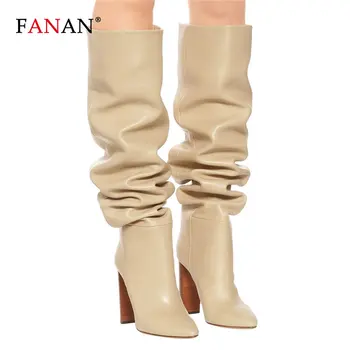 FANAN Women Over The Knee High Slouchy Boots Pointy Toe Chunky Heel Pleated Long Boots Ladies Winter Heeled Shoes Big Size 34-45 
FANAN Women Over The Knee High Slouchy Boots Pointy Toe Chunky Heel Pleated Long Boots Ladies Winter Heeled Shoes Big Size 34-45