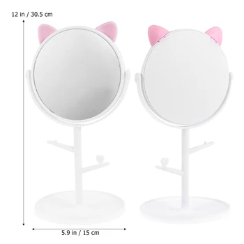 1PC Tabletop Makeup Mirror Cat Ear Design Rotating Vanity Mirror Storage Tray Countertop Mirror White Pink
1PC Tabletop Makeup Mirror Cat Ear Design Rotating Vanity Mirror Storage Tray Countertop Mirror White Pink