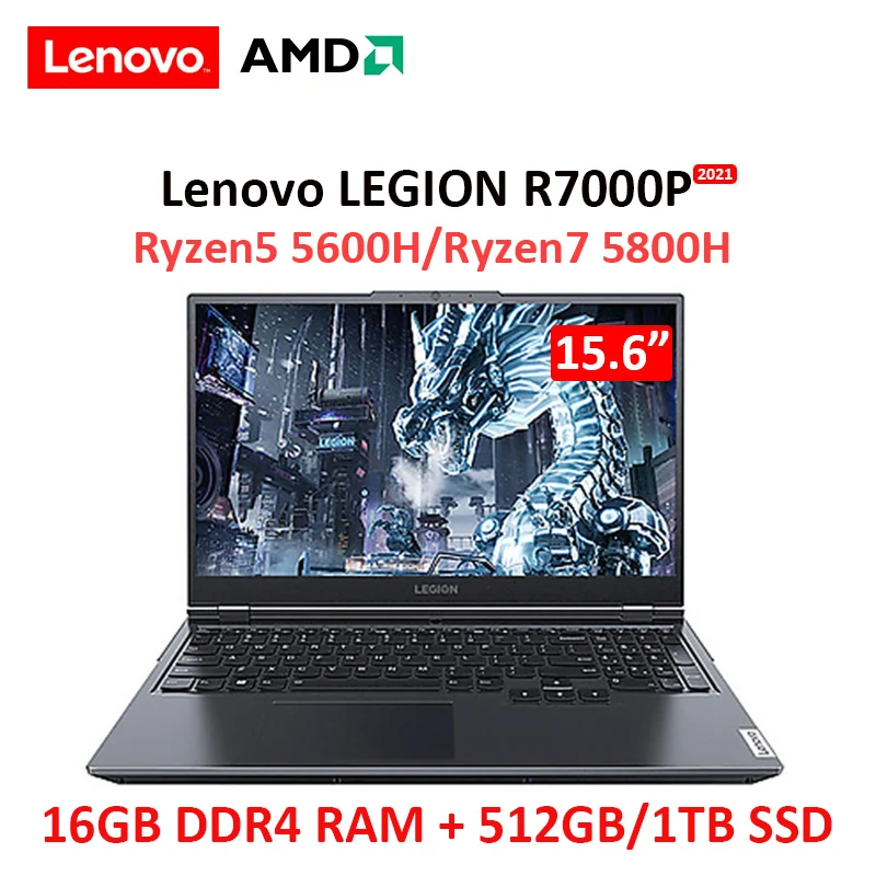 Lenovo Legion R7000P 2021 New AMD Ryzen7 5800H 16GB RAM 512G SSD 15.6inch IPS screen Gaming notebook computer Ultraslim laptop | Компьютеры