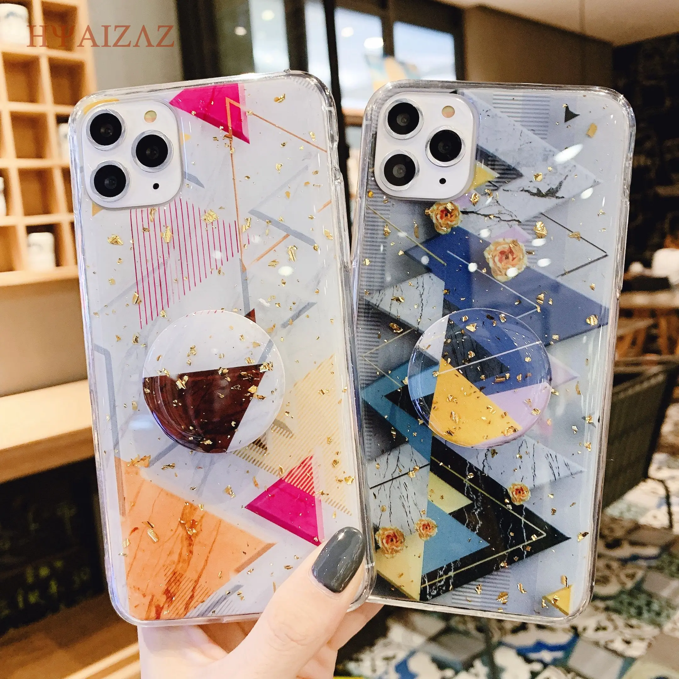 Фото Marble Kickstand Case for iPhone 11 Pro Max 6 6s 7 8 Plus Coque Geometry Glitter Soft TPU Cover X Xr Xs Cases | Мобильные телефоны