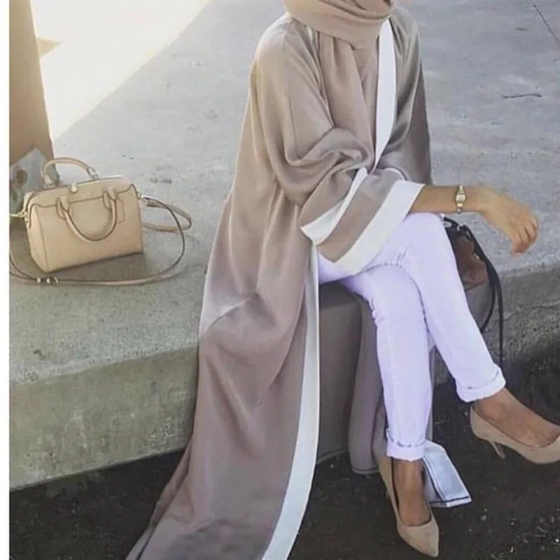 Повседневное мусульманское платье абайя в полоску шарф кардиган длинные халаты