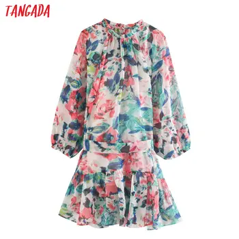 Tangada women flowers print chiffon dress with slash puff long sleeve ladies short dress vestidos XN445
Tangada women flowers print chiffon dress with slash puff long sleeve ladies short dress vestidos XN445