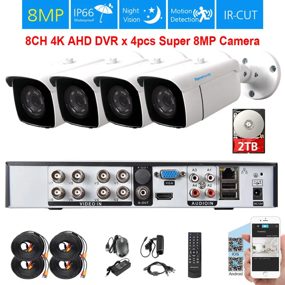 TOPROHOIME h.265+ 8CH 4K Ultra HD Security Camera kit 1/3 SONY 8MP waterproof night vision Camera cctv video surveillance system
TOPROHOIME h.265+ 8CH 4K Ultra HD Security Camera kit 1/3 SONY 8MP waterproof night vision Camera cctv video surveillance system