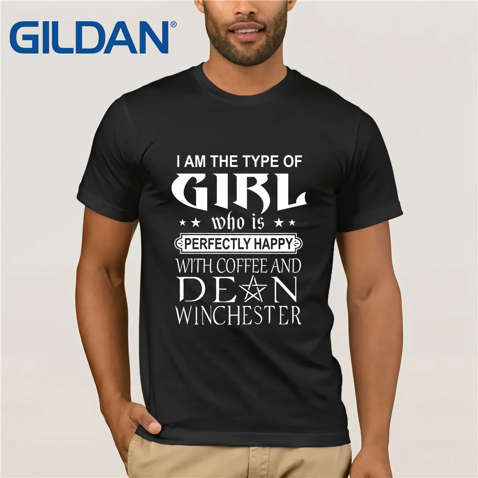 I Am The Type Of Girl Who Is Perfectly Happy With Coffee And Dean Winchester T-SHIRT Men's Short Sleeve T-Shirt for Men Tops
I Am The Type Of Girl Who Is Perfectly Happy With Coffee And Dean Winchester T-SHIRT Men's Short Sleeve T-Shirt for Men Tops