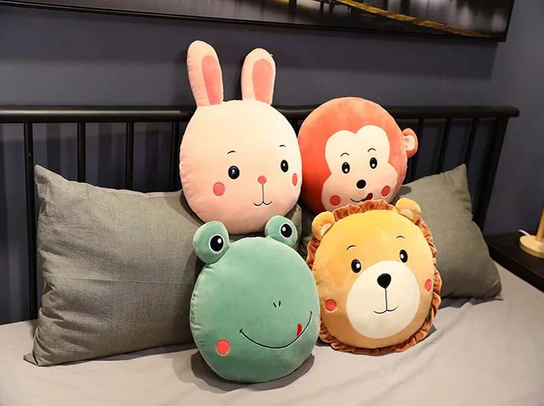 animal plush pillow lion rabbit frog monkey soft stuffed doll